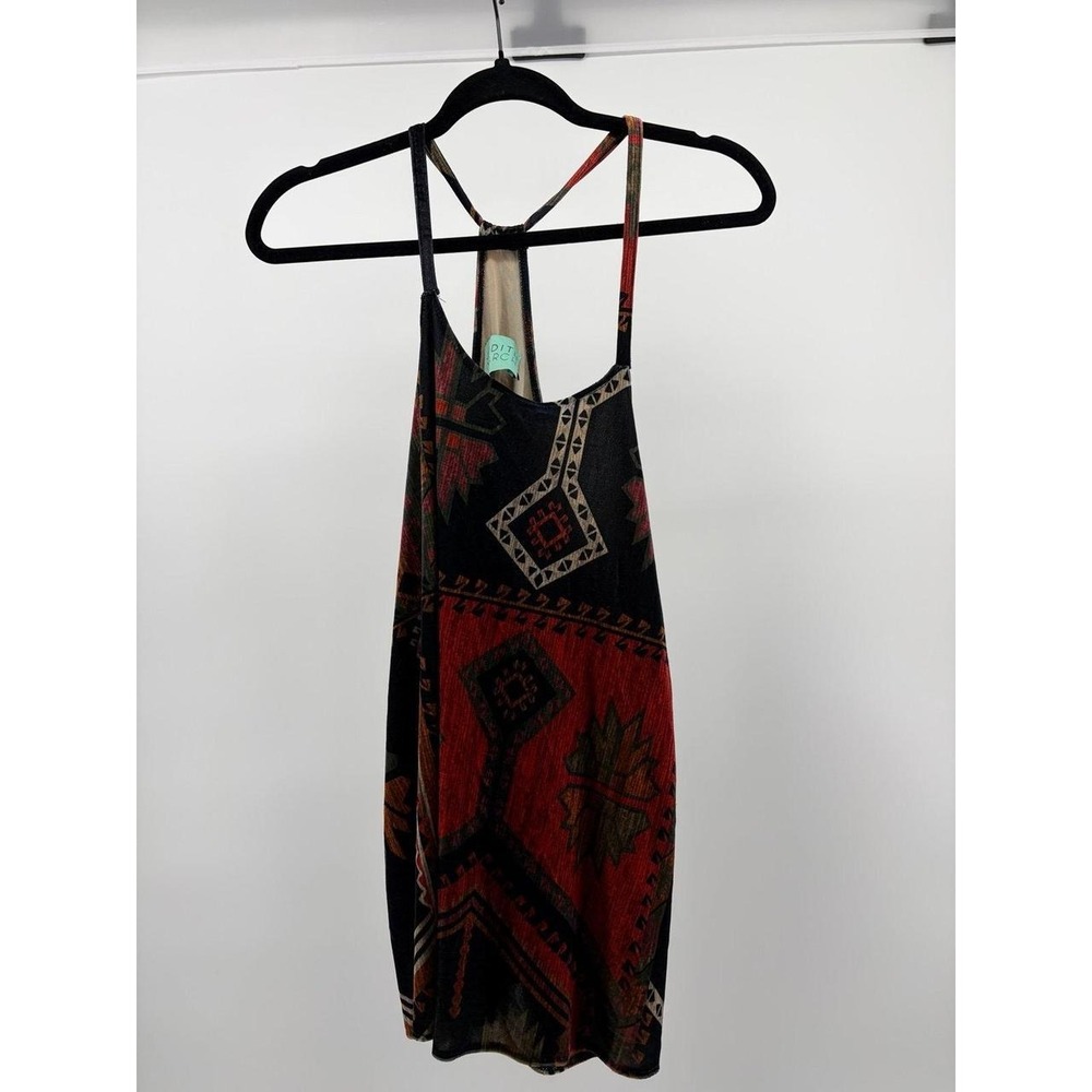 Judith March Racerback Tank, Geometric, Southwestern Print, Boho-Chic, Sz L S210
